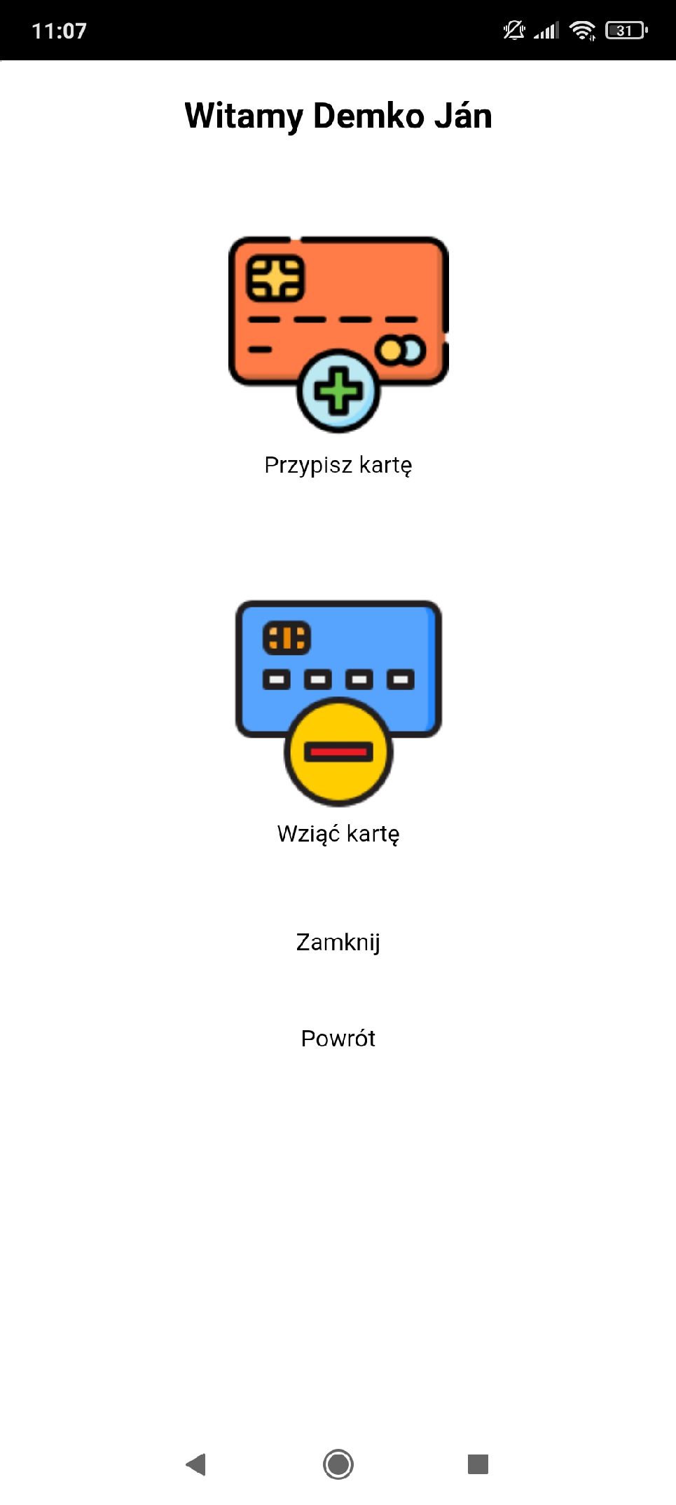 Przydzielanie/odbieranie kart pracownikom codus-android-is-karty